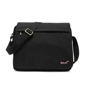 Men's Vintage Canvas Messenger Bag Satchel School Military Shoulder Black - Picture 1 of 2