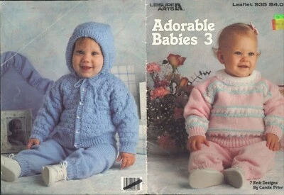 ADORABLE BABIES 3 Leisure Arts #935 (1990 Booklet) 7 Designs Knit Carole Prior - Image 1 of 4