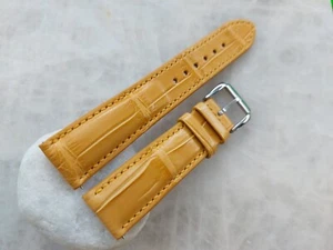 20mm/18mm Yellow Alligator Crocodile Print Leather Watch Strap Band - Picture 1 of 4