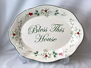 Pfaltzgraff Winterberry "Bless This House" Serving Dish Platter Christmas Plate - Picture 1 of 8