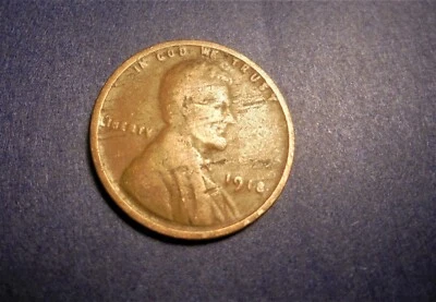 1918 P     WHEAT Cent  OBV & REV LAMINATION  ERROR  WITH  LITE    PEEL    #B18P - Image 1 of 4