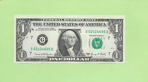 1969D ..UNCIRC $1 G 0241 4695 D .... 1969D $1 G-D BELLA BANCONOTA FRN - Foto 1 di 2