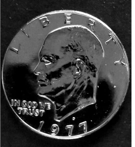USA-1 Dollar-1977-NM-Eisenhower Dollar-KM#203-NickelPlatedCopper-MS - Picture 1 of 9