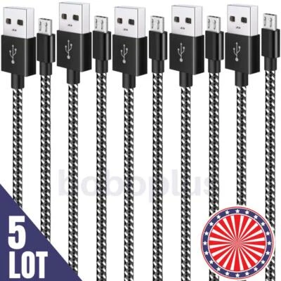 5X Bulk Lot Micro USB Cable 3/6/10Ft Fast Charger For Samsung Android Charging - Image 1 of 4