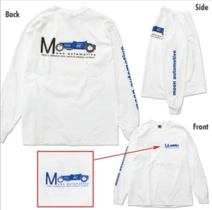 Men's Mooneyes Moon Automotive Blue Roadster White Long Sleeve T-Shirt MQTL162WH - Picture 1 of 3