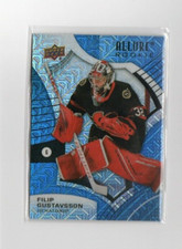 2021-22 UD Allure Blue Line Rookies #148 Filip Gustavsson #'d 24/35.