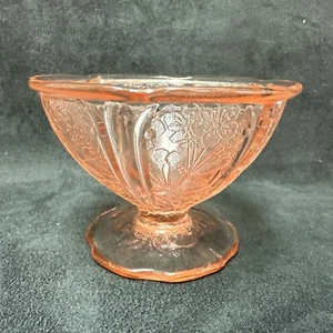 Jeannette Glas Kirschblüte rosa gewellter Fuß Champagner Sherbet 2 3/4 Zoll - Bild 1 von 8