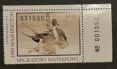 Travelstamps: 1990 US Washington Duck Stamp - Migratory Waterfowl Mint MNH OG - Image 1 of 4