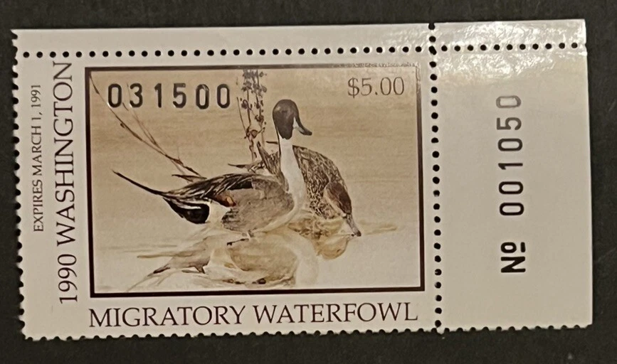 Travelstamps: 1990 US Washington Duck Stamp - Migratory Waterfowl Mint MNH OG - Image 1 of 4