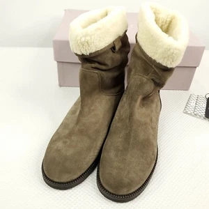 New Furla Melany Suede Shearling Pull On Boots Womens Size 39 US 9 Brown - Picture 1 of 7