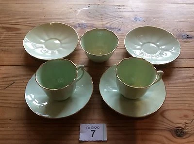 TAZA Y PLATILLO DE CAFÉ VERDE PASTEL PORCELANA HUESO FINO X2 Extra 2 X Platillo Azúcar Cuenco Foto 1 de 4