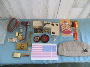 Lot of US Military Marine Pins, Medals, Buckles, Patches, Lighter, Whistles, etc - Picture 1 of 13