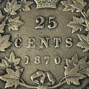 1870 Canadian 25 cent quarter CANADA 92.5% silver coin πͺ rare odd shaped zero - Picture 1 of 6