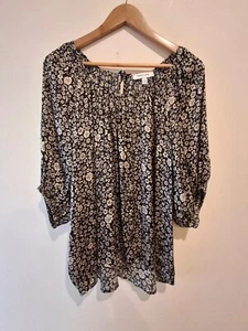 Preview, floral silky feel peasant top, womens size 20, poly, good condition - Picture 1 of 7