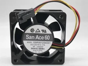 1 pcs SANYO Fan San Ace 60 109R0612S4D01 DC12V 0.17A 6025 6cm 3 wire - Picture 1 of 3