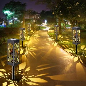 6 PACK Outdoor Solar Lights - Solar Powered, Maple Leaf Pattern, IP65 Waterproof - Picture 1 of 12