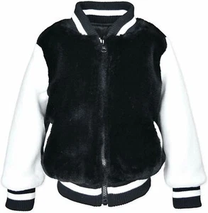 American Widgeon Little Boys Faux Fur Varsity Jacket Size 4 Black/White - Picture 1 of 9