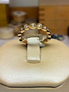 18K Yellow Gold Eternity Band with Round Diamonds Ladies Wedding Band New - Picture 1 of 3