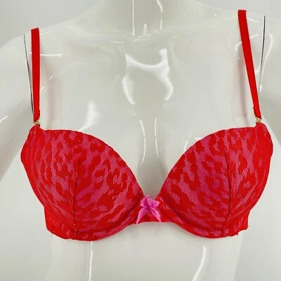 Sujetador Victoria's Secret Talla 34C Muy Sexy Acolchado Demi Push-Up Rosa Estampado Leopardo Foto 1 de 4