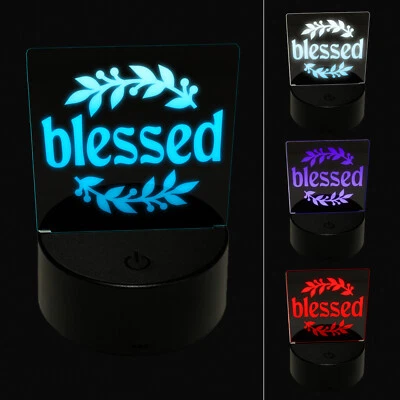Blessed Leaf and Berries 3D Illusion LED Night Light Sign Nightstand Desk Lamp - Image 1 of 4
