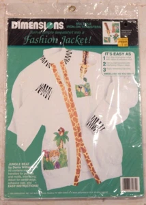 1992 Dimensions Iron-On Fashion Jacket Transfers "JUNGLE BEAT" Sealed Tropical - Picture 1 of 4
