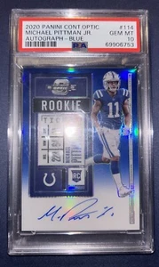 Contenders Optic Michael Pittman Jr. 2020 Tarjeta de novato autógrafa azul/75 PSA 10 - Imagen 1 de 3