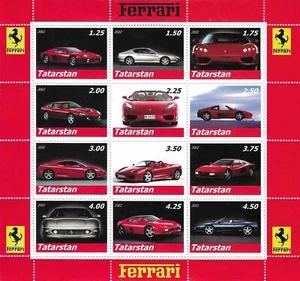 Ferrari Lexendary Modelos Clásicos Coches Deportivos Rojos Tatarstán Como Nuevo Hoja de Estampillas 2002 - Imagen 1 de 1