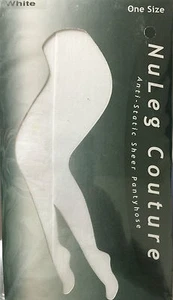 NuLeg Coture White Anti-Static Sheer Pantyhose-One Size 5'-6' 100-160 New - Picture 1 of 3