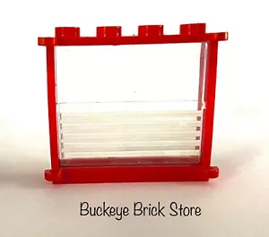 Lego Red Window Frame 1x4x3 w/ 5 White Stripe Pattern - 1966 6373 - Picture 1 of 3
