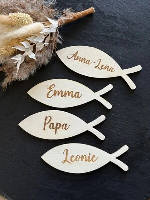 Fisch mit Namen Namenschild personalisiert mit Namen Platzkarte Gastgeschenk - Bild 1 von 2