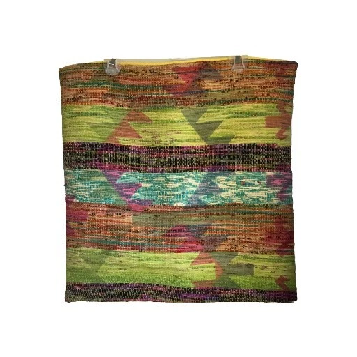 Pair 2 SURYA SQUARE PILLOW COVERS MCM AZTEC BOHO GEOMETRIC GREEN MUSTARD 20 X 20 - Image 1 of 4