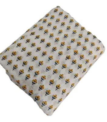 4 Yard Indian Handmade Hand Block Floral Print Cotton Voile Running Craft Fabric - Image 1 of 4