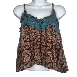 Camisa Top Natural Life Harley Bordada Talla XS Borgoña Beige Camisola Corta - Imagen 1 de 8