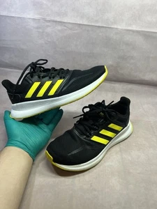 Adidas Unisex Runfalcon UK 5 Marathon Running Shoes Shock Yellow Core Trainers - Picture 1 of 13