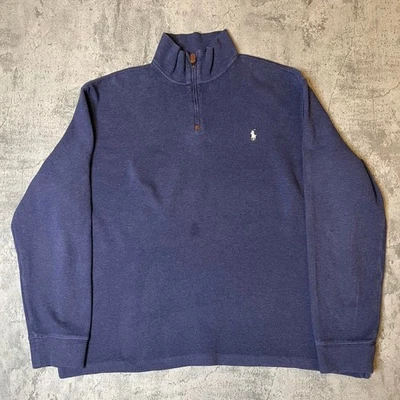 Blue Ralph Lauren quarter Zip cotton size X-Large original authentic nice heavy - Image 1 of 4