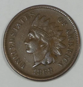 1868 Indian Head/Oak Wreath rev Cent VERY FINE 1c - Picture 1 of 4