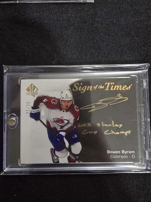 2021-22 SP Authentic Sign of The Times Bowen Byram #SOTT-BB Black /25 Auto - Image 1 of 2