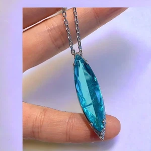 25Ct Certified Natural Blue Paraiba Tourmaline 925 Silver Pendant Loose Gemstone - Picture 1 of 8