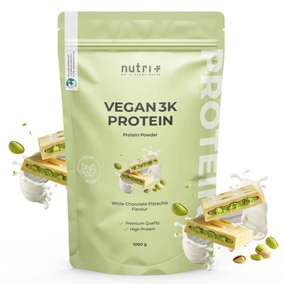 NUTRI-PLUS Protein Pulver Vegan - veganes Proteinpulver 1000g Eiweiß Shake laktosefrei 1kg