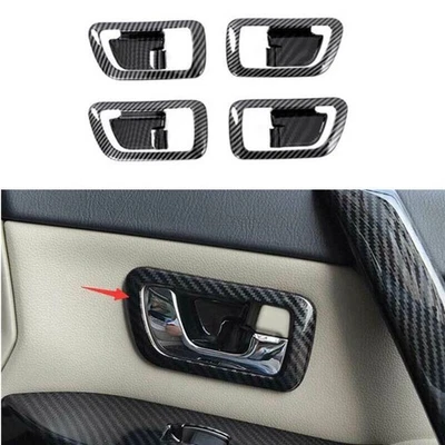 Cubierta de cuenco de manija de puerta interior de fibra de carbono para Mitsubishi Pajero Montero 2009-21 Foto 1 de 4