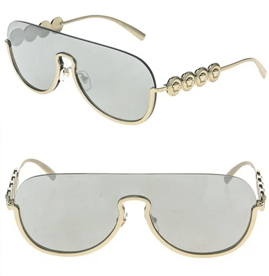 VERSACE VE2215 2215 硬币美杜莎耳钉金色银色镜面飞行员金属太阳镜 — 第 1/4 张图片