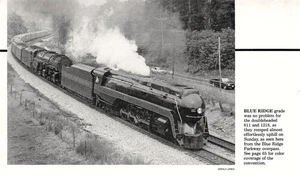 Norfolk Western 611 1218 Doubleheader Blue Ridge Grade Steam Vtg Magazine Cutout - Picture 1 of 1