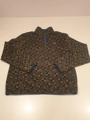 LL Bean Sweater Men's XL Tall Blue Aztec Geometric Fleece 1/4 Snap Pullover - Image 1 of 4