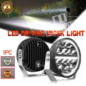 6.5" Round LED Driving Work Light Amber White DRL Spotlight Offroad SUV UTV 7" - Picture 1 of 16