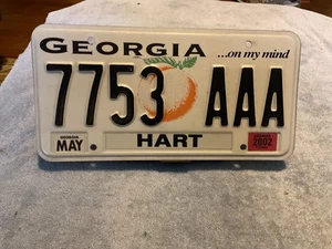 Georgia GA Nummernschild ... on my mind 7753 AAA Hart County 2002 - Bild 1 von 1