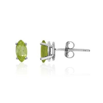 LXR 14k Weißgold Peridot Marquise Ohrringe 0.35 ct - Bild 1 von 3
