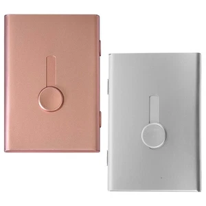 2 Stück Visitenkarten Halter Aluminiumlegierung Aufbewahrung Arbeit Mann Etui Frauen - Bild 1 von 12