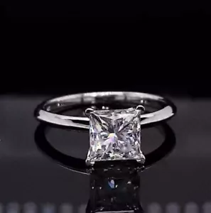 2Ct Princess Cut IGI Certified Lab Grown Diamond Solitaire Ring 14k White Gold - Picture 1 of 7