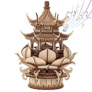 3D Puzzles for Adults, Wooden 3D Puzzle Model Lotus Pavilion Music Box Toys B... - Picture 1 of 9