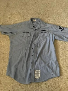 Vintage  US Navy Shirt Uniform - Named Submarine USN - XL - Picture 1 of 13